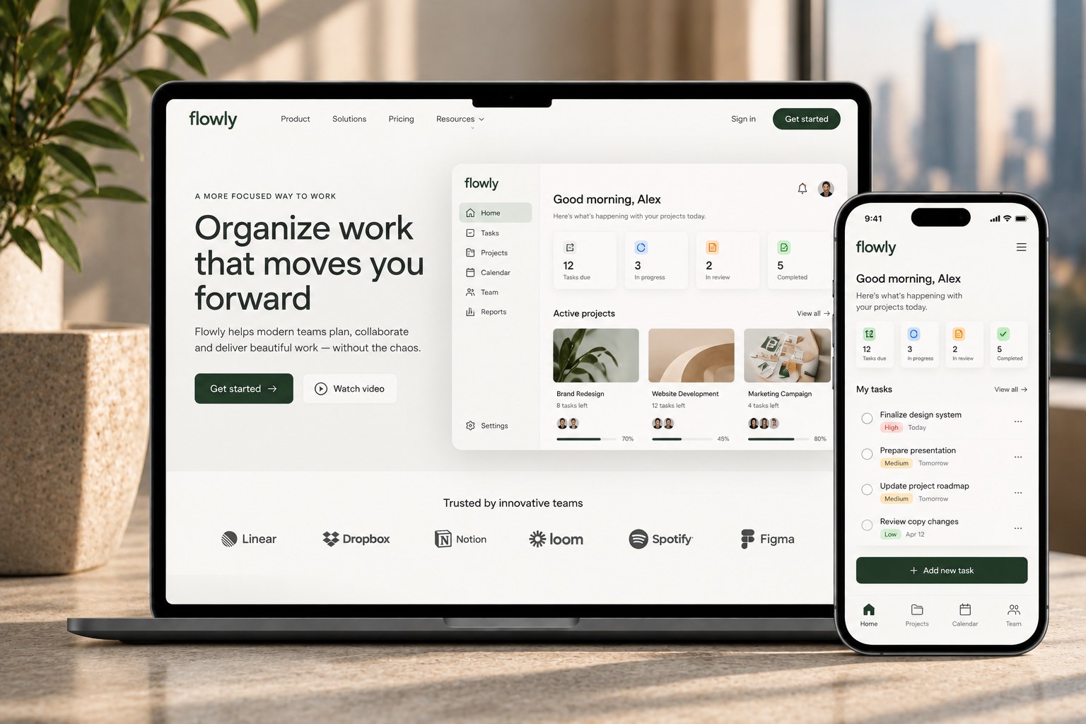 Project management SaaS dashboard